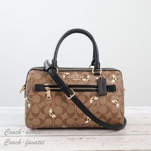 NWT Coach C8591 Rowan Satchel In Signature Canvas With Bee Print